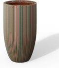 Verdigris Mist XXLarge Fluted Conical Round Planter 24" Tall | Handcrafted Cement Pot, Drainage for Outdoor, Rubber
