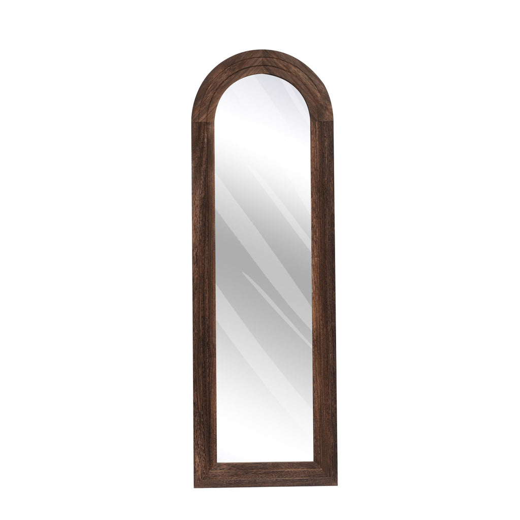 Arched Full Length Mirror with Solid Wood Frame, 65x22, Brown