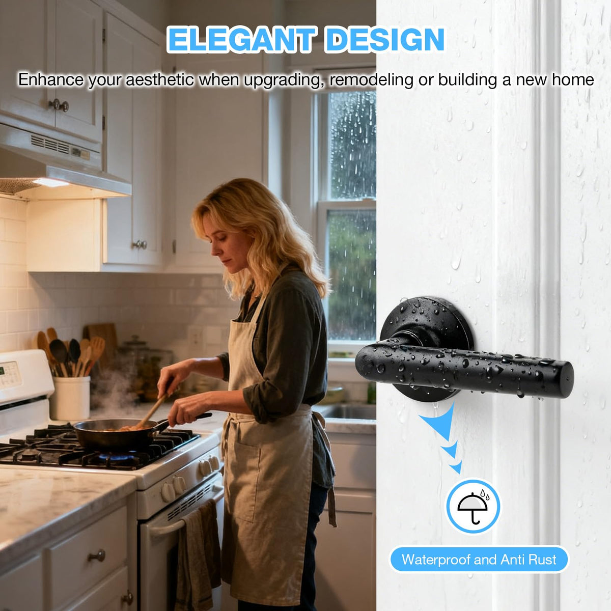 5 Pack Black Passage Door Handle, Matte Black Door Handles Interior, Heavy Duty Black Door Levers, Closet Door