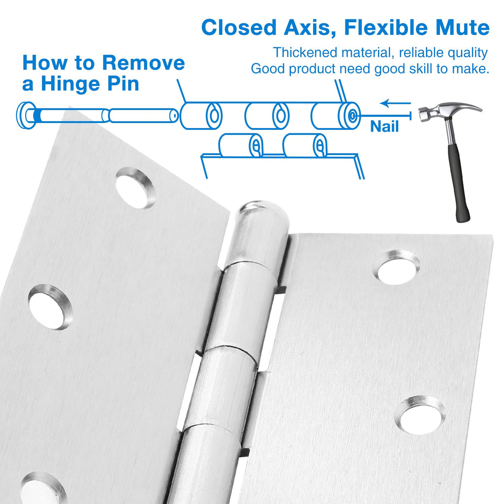 Door Hinges Satin Nickel 3.5 Inch Square Corners 12 Pack