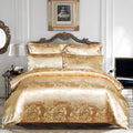 Comforter Set Satin Silk Blanket All Season Bed Gold Bedspread Luxury Jacquard Quilt Bedding in a Bag Matching 2