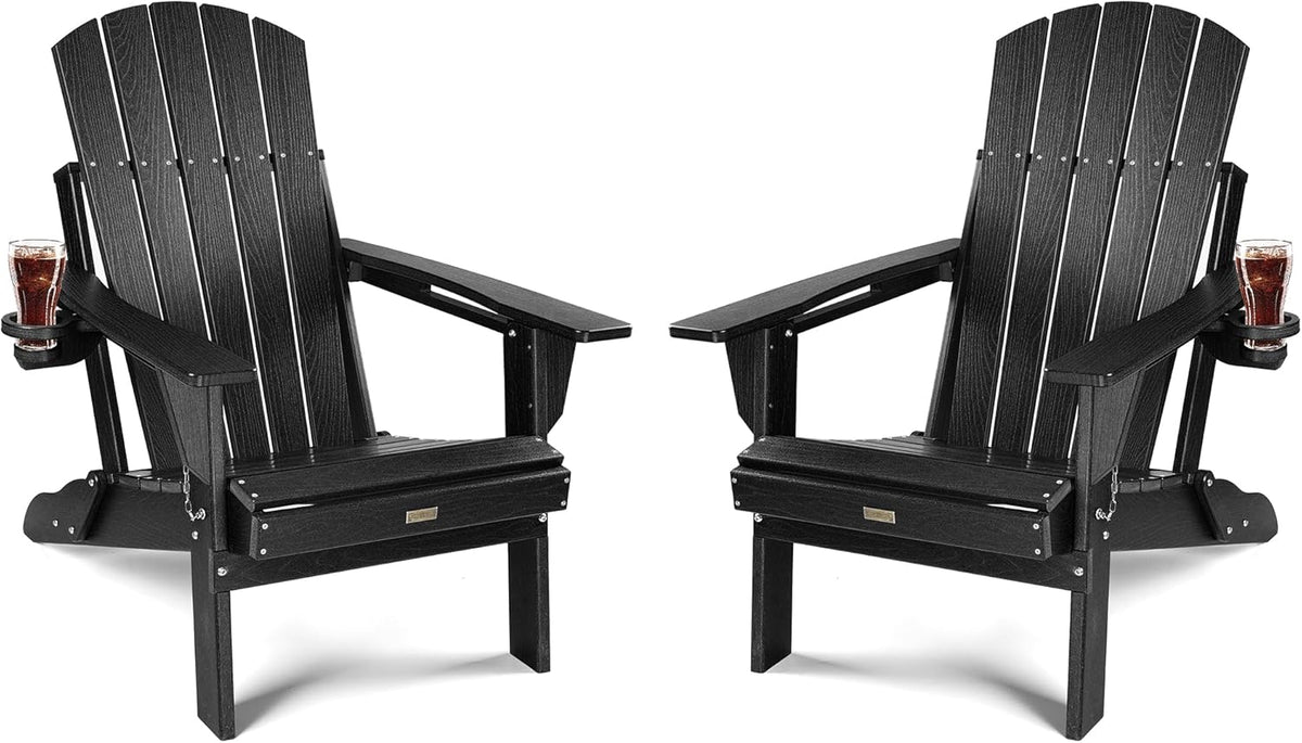 Folding Adirondack Chair, Dark Black