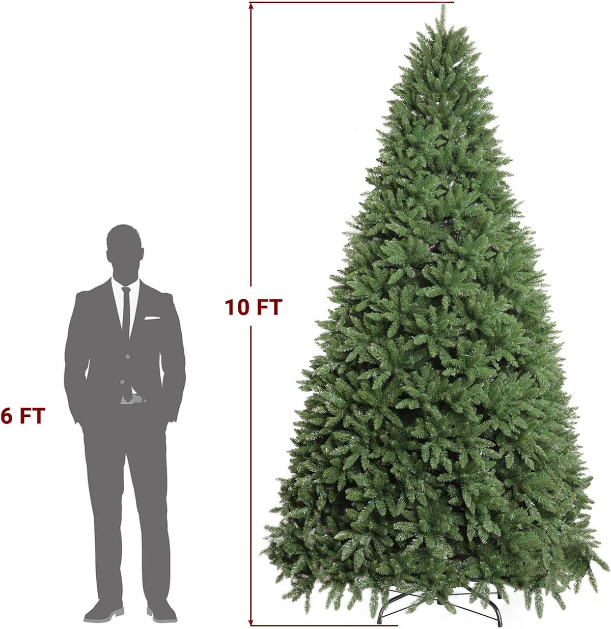 10FT Pre-Lit 1200 LED Lights 10 Modes Color Changing Christmas Pine Tree, 5090 Branches Artificial Festive Party