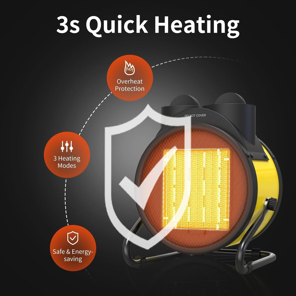 Patio Heater for Outdoor Use, 1500W Electric Portable Heater, Yellow