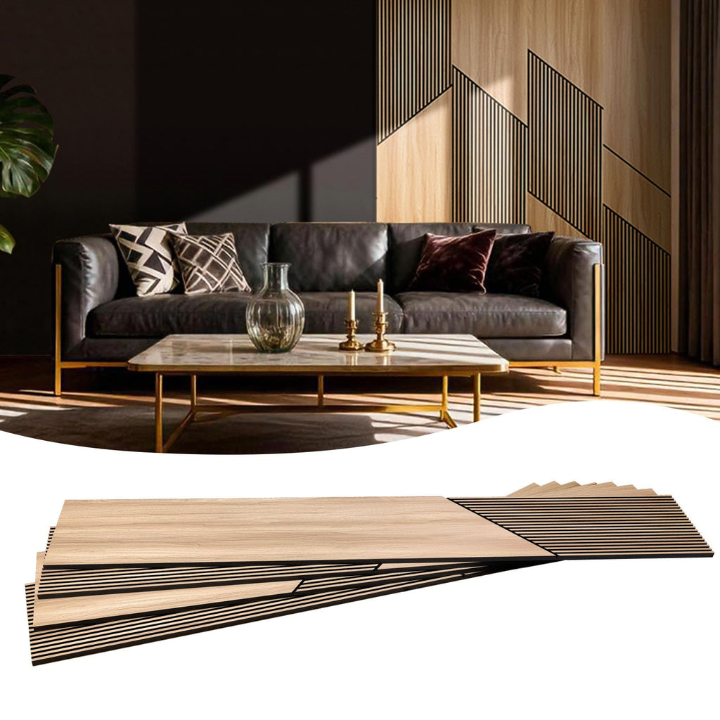 4-Pack Teak Wood Grain 3D Wall Panels with Adhesive, Peel and Stick PVC Wall Tiles for Accent Wall, Covers 48.83 Sq