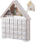 Wooden Advent Calendar with Drawers and LED Lights 24 Days Countdown Empty Advent Calendars to Fill for Christmas