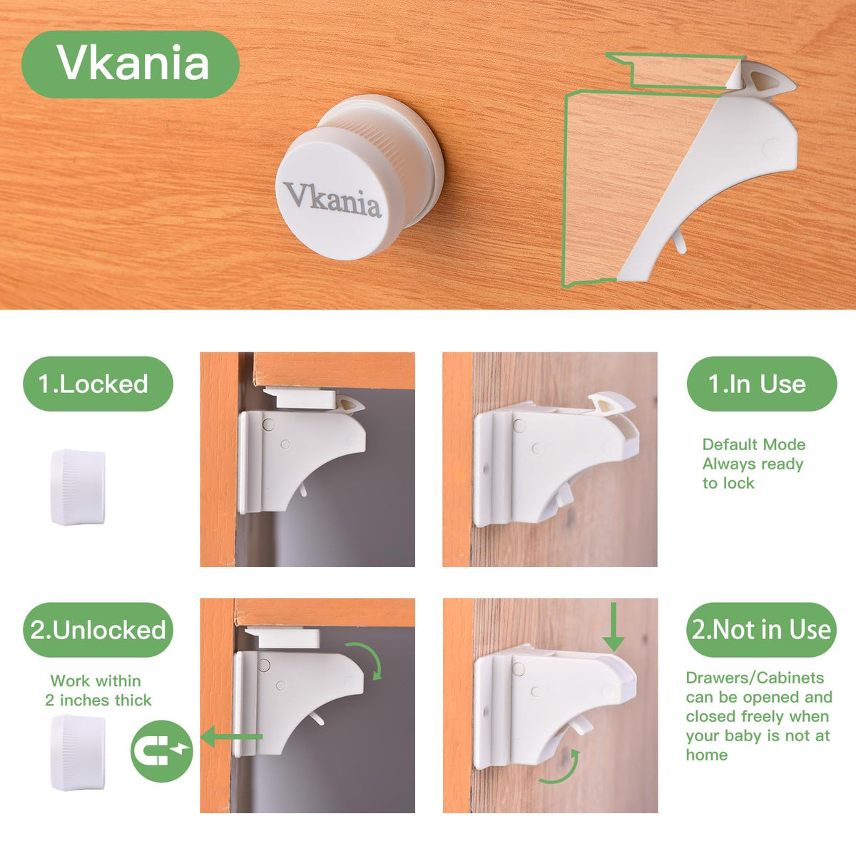 32 Pack Magnetic Cabinet Locks Child Safety