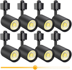 10W Dimmable LED Track Lighting Heads H Type, Black, Pack of 8