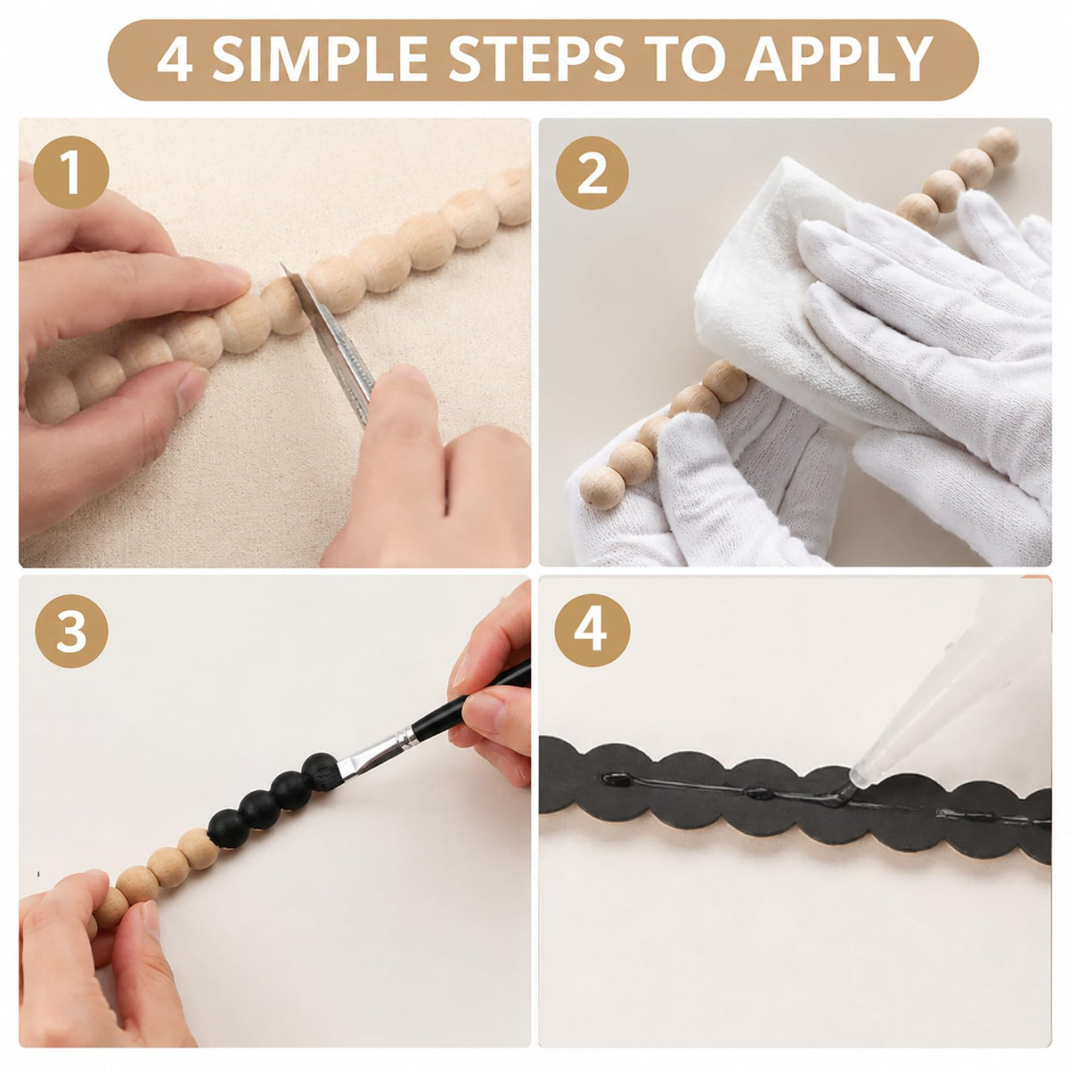 18-Pack 15.75 Inch Unfinished Beaded Wood Trim Molding (Wide 14mm)