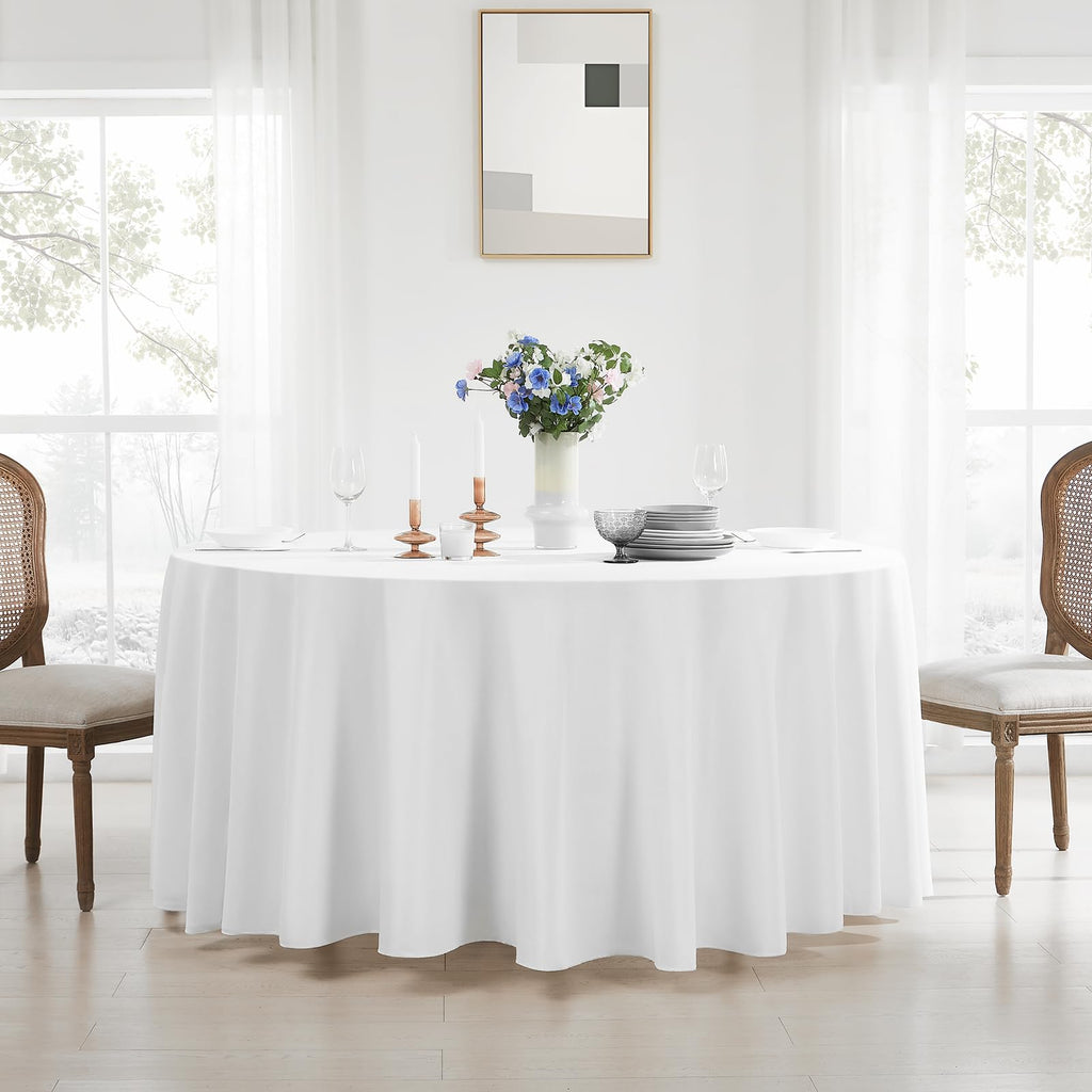 10 Pack White Round Tablecloths 120 Inch for Dining Tables