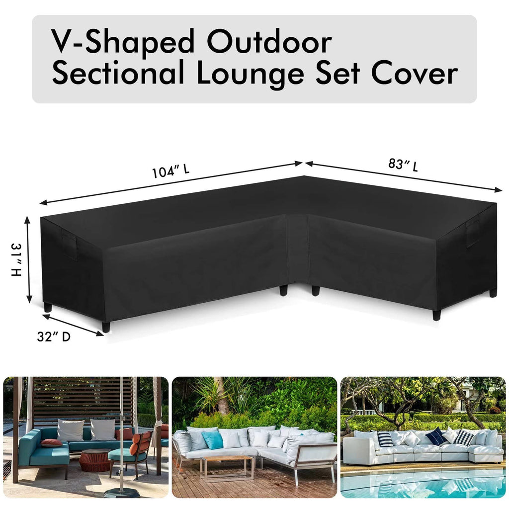 Patio L-Shaped Sectional Sofa Cover Waterproof, Heavy Duty Outdoor Sectional Couch Cover with Air Vent, Right Facing