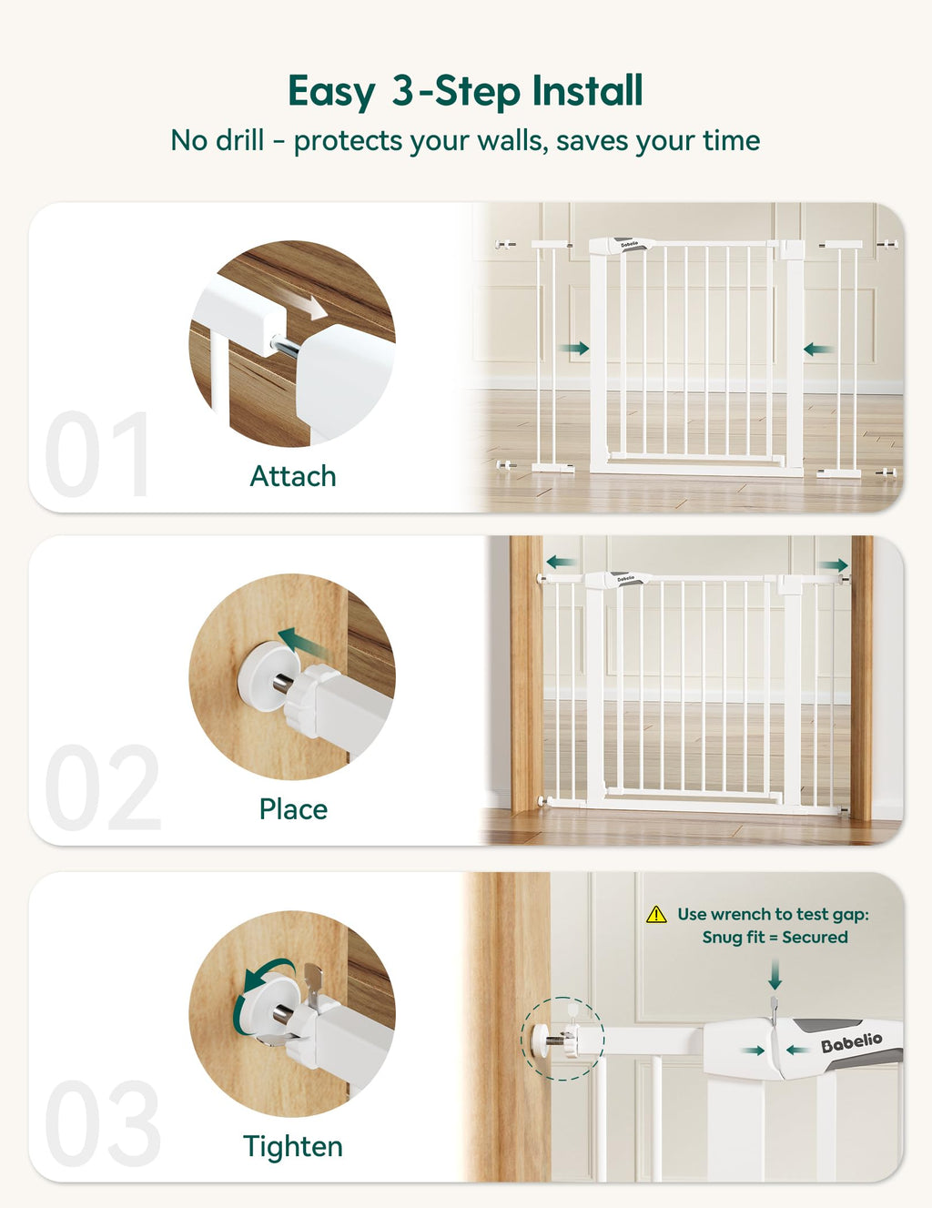 29-48 in Baby Gate for Stairs No Drilling, Dog Gate