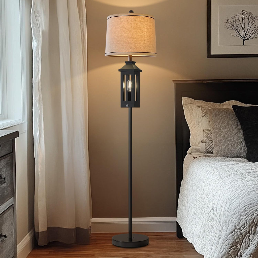 63" Floor Lamps Bedside Nightstand Lamp All Black Tall Standing Lamp Decor Bedroom Reading Lamp Farmhouse Rustic Bed