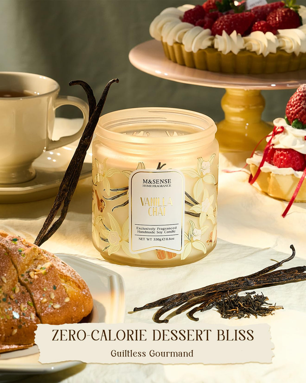 Vanilla Chai Scented Candle Spicy Warm Tea Aroma for Fall Evenings