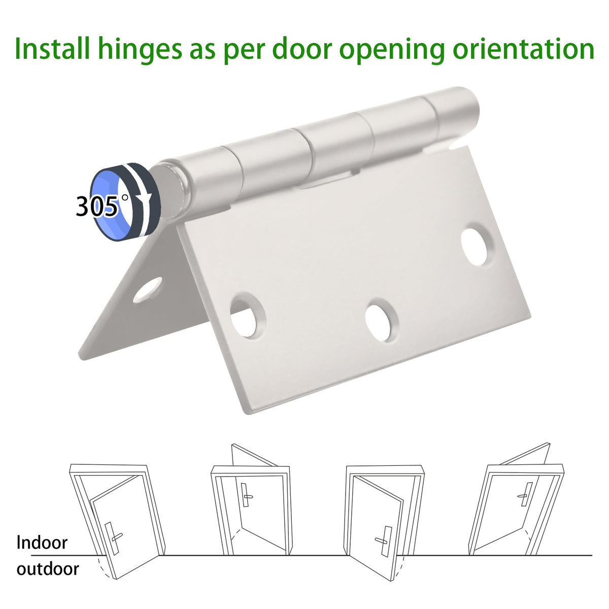 6 Pack White Door Hinges, 3.5 x 3.5 Inch White Hinges for Interior Doors 3 1/2 Inch Hinges for Residential Doors