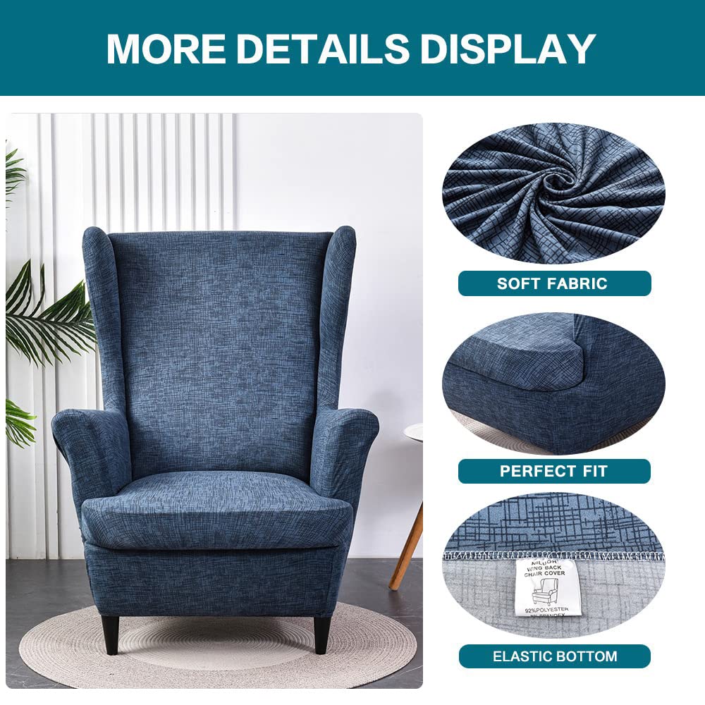 Stretch Wing Chair Slipcovers 2 Piece Wingback Chair Covers, 04