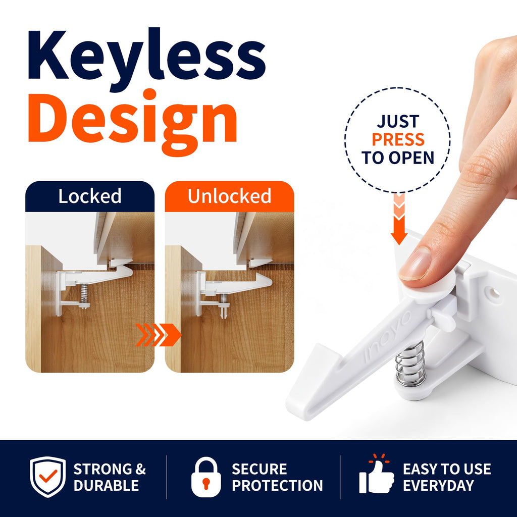 Cabinet Locks (Pro Extended - 16 Pack) - Cabinet Locks Baby Proofing