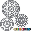 3 Set Silicone Trivet Mats with 1 Extra Large Included | Intricately Carved Insulated Flexible Durable Non Slip Thick