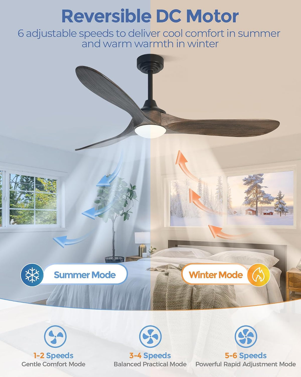 60" Wood Indoor/Outdoor Smart Ceiling Fan with Light & Remote