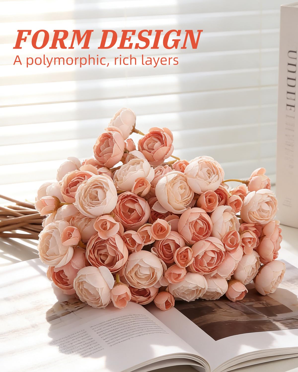 24 Pcs Mini Ranunculus Artificial Flowers, Faux Silk Mini Ranunculus Flowers Fake Flowers for DIY Bouquets, Table