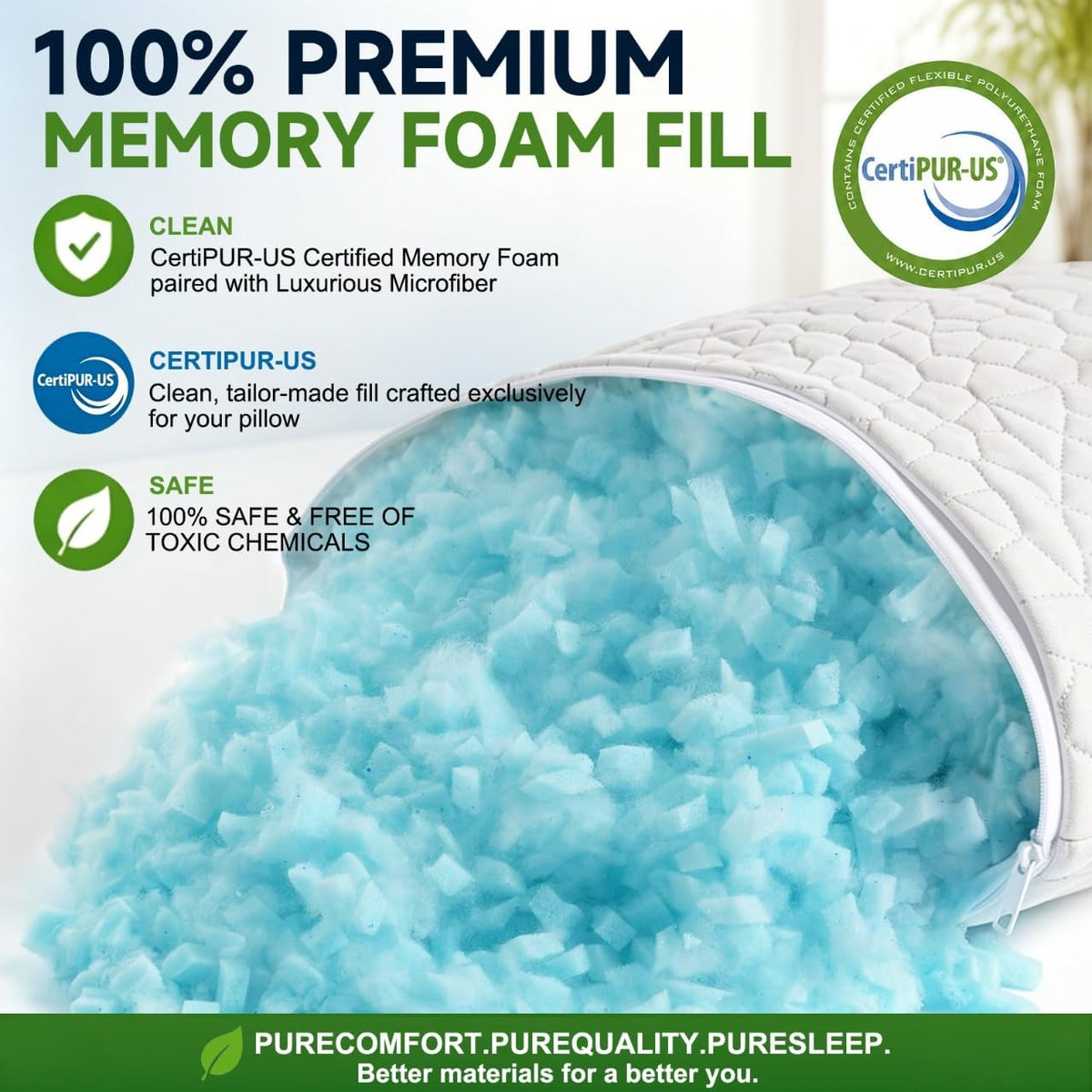 Cooling Pillows King Set of 2, CertiPUR-US Shredded Memory Foam Pillows,Soft Yet Supportive Pillow for Sleeping, Cool