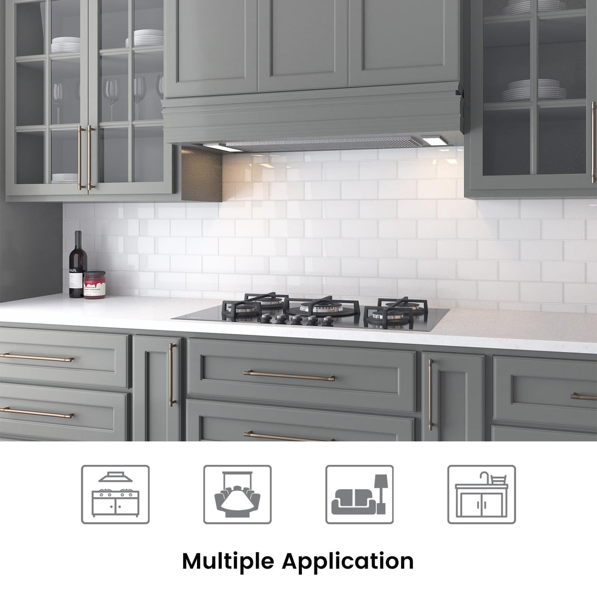 Peel and Stick Glass Subway Tiles, 3 x 6 Inch, White Glass Tiles for Backsplash, Kitchen Backsplash Wall, Pack of 40