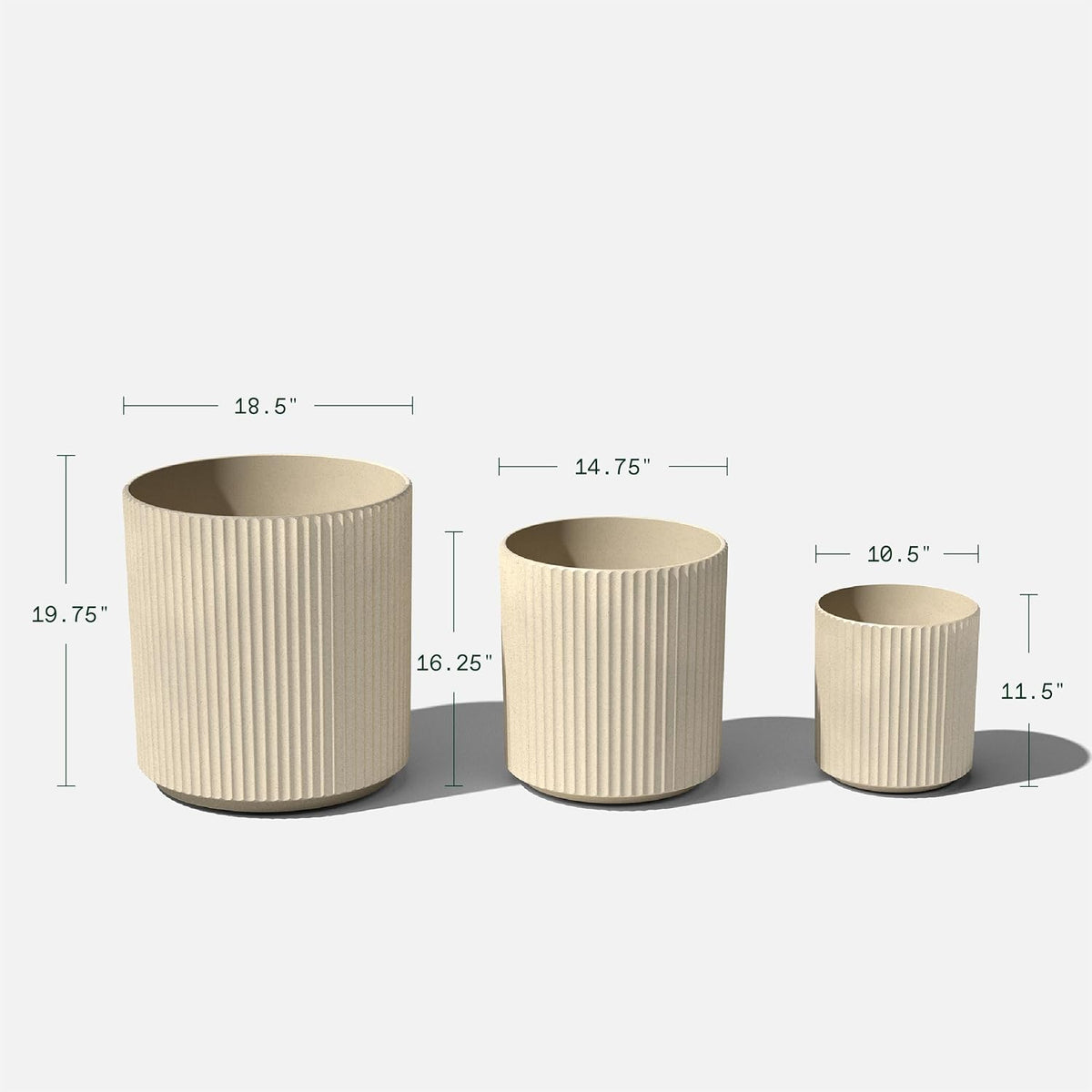 Demi Series Set of 3 Round Planters for Porch, Patio, Backyard | Durable -Concrete Material | Modern Décor for Tall