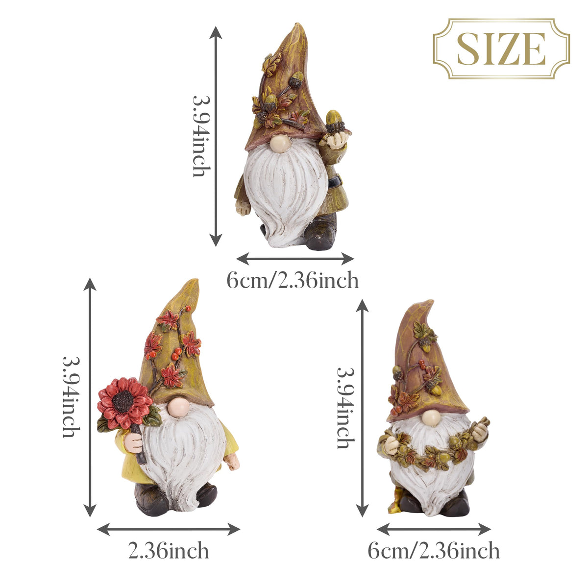 Fall Decorations, 3 Pcs Fall Gnomes Decor for Table Indoor Outdoor, Resin Thanksgiving Decorations Garden Figurines