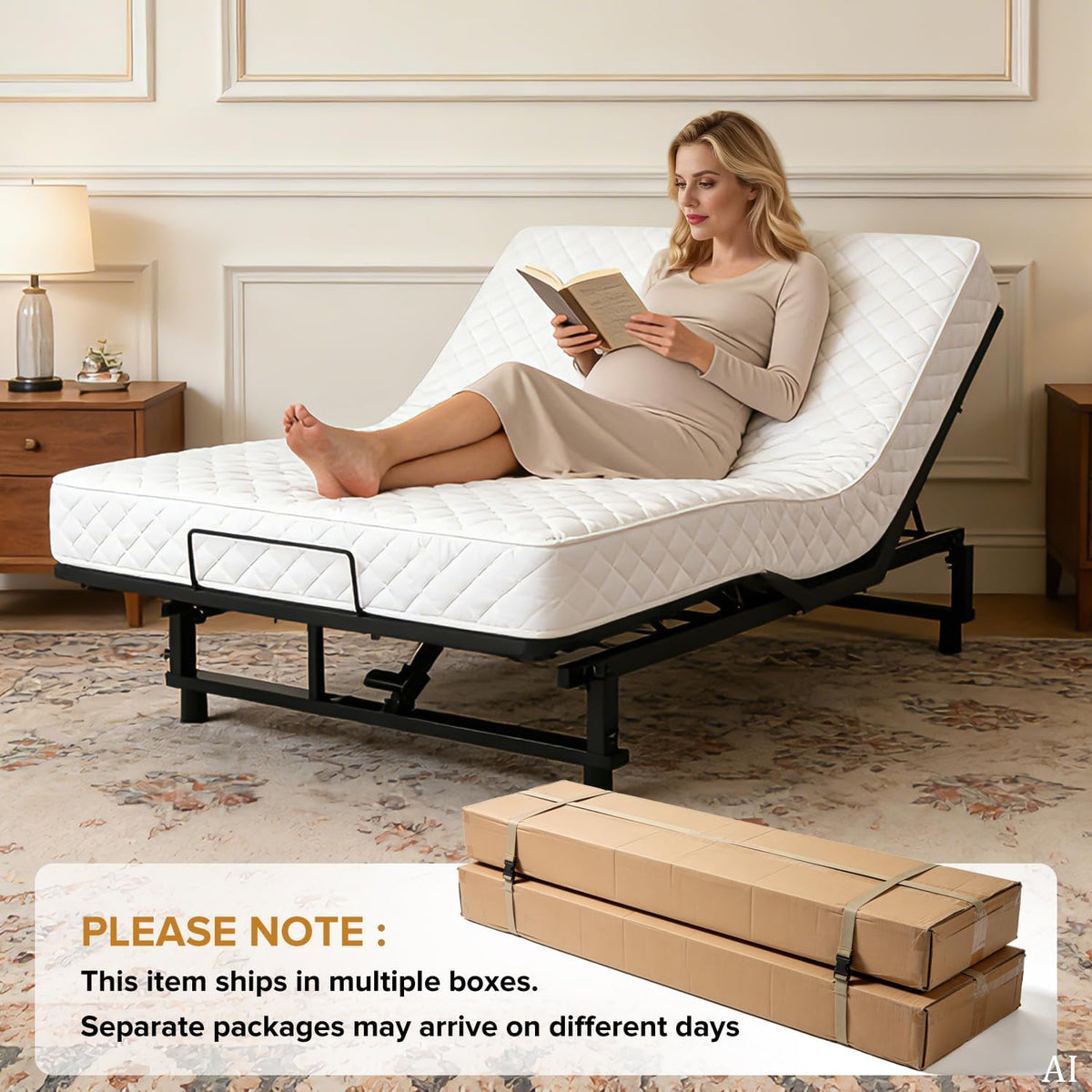Metal King Adjustable Bed Base Frame with Quiet Wireless Remote