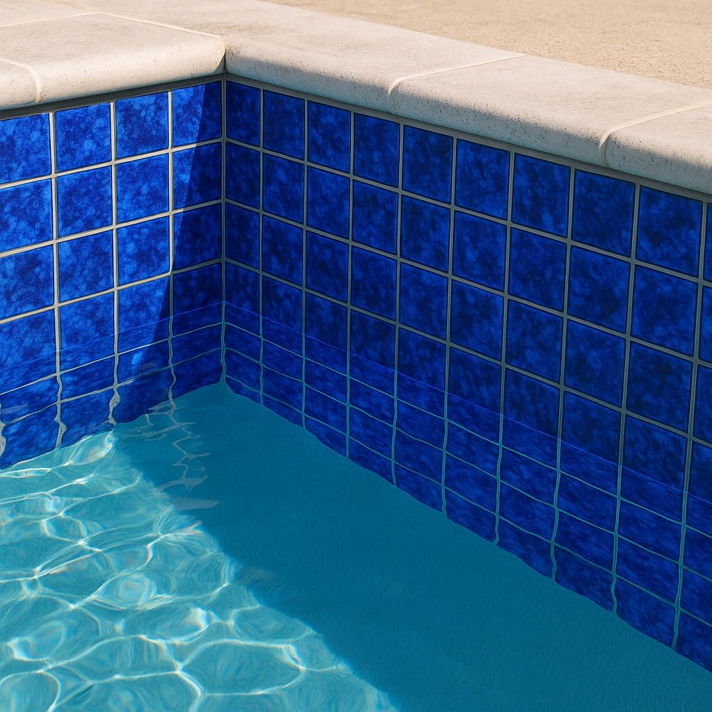 TPACFD-PL Ultramarine Blue 3x3 Porcelain Pool Mosaic Tile, Water Splash Effect, Mesh-Mounted for Swimming Pool