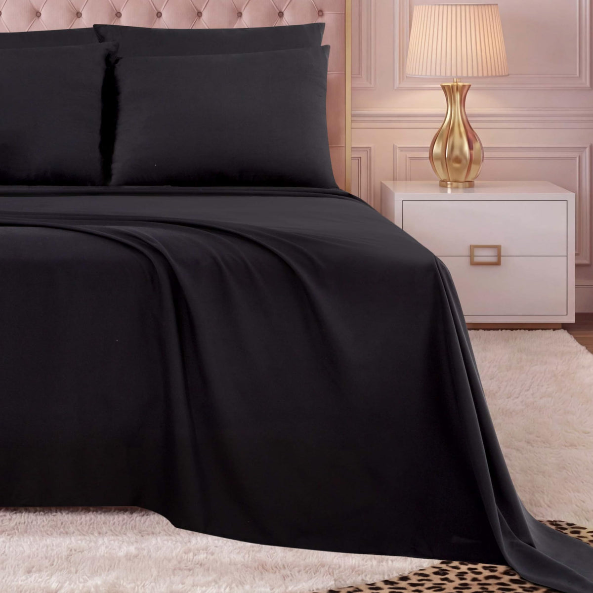 Microfiber 6-Piece Sheet Set, Black