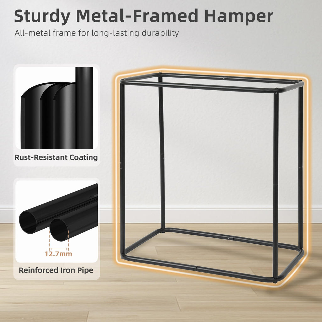 Double Laundry Hamper with Lid, Tall Metal Laundry Baskets