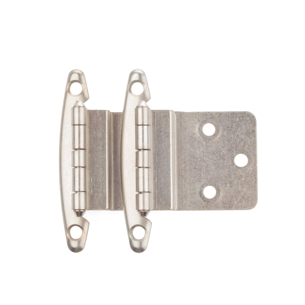 3/8 Inset Non Self Closing Cabinet Hinge, Satin Nickel - 25 Pack