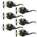 6 Pack Privacy Door Levers Interior Door Handles Black Lever Handles Keyless Modern Wave Levers