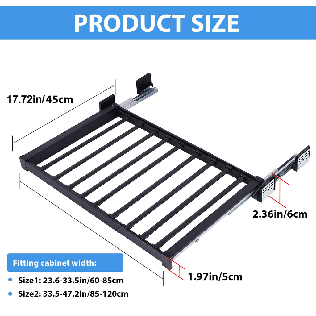 Pull Out Trousers Rack for Closet, 11 Rods, 66lb (23.6-33.5in)