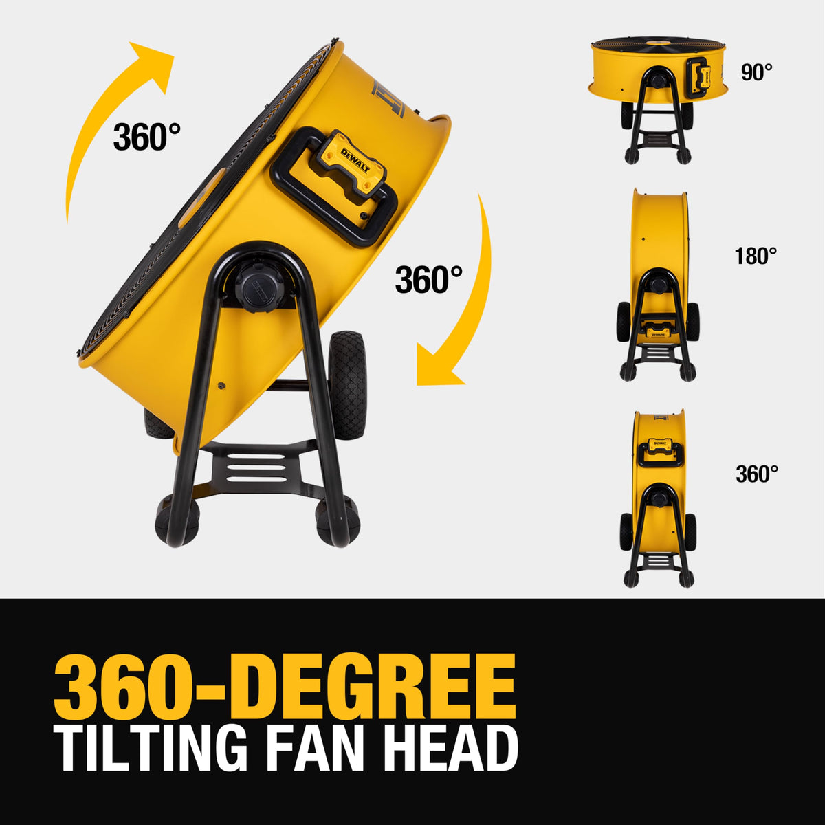 24 Inch Floor Fan, 360° Adjustable Tilt Drum Fan with Wheels DXF2490