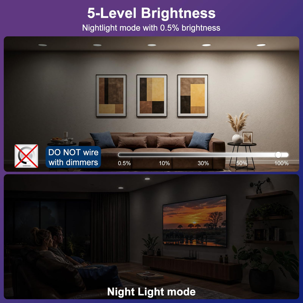 Recessed Lighting 5/6 Inch, RGBCW Color Changing E26 Can Lights with Remote
