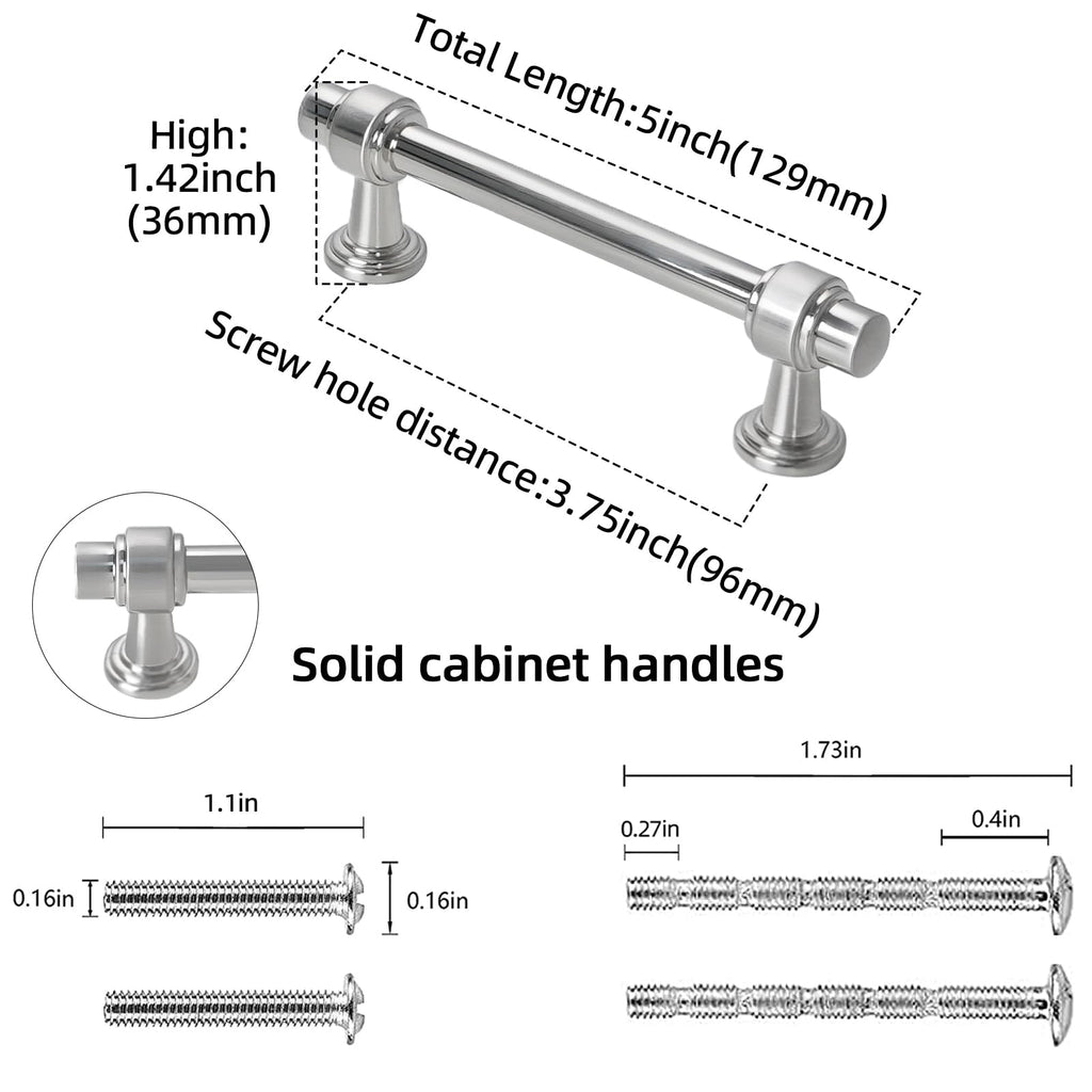 10 Pack 3.75 inch Brushed Satin Nickel Kitchen Cabinet Handles Cabinet Pulls Sliver Drawer Pulls Kitchen Cabinet