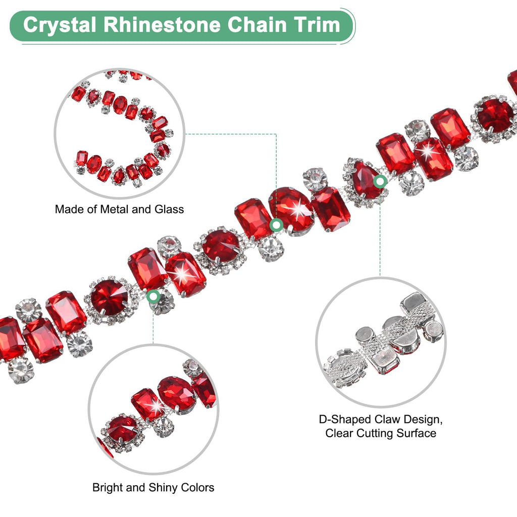 Crystal Rhinestone Chain Trim, 1 Yard Crystal Applique Strips String, Bling Shiny Crystal Chain Applique