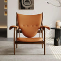 Inspired Chieftain Style Lounge Chair — Cognac Brown Leather, Solid Ash Frame
