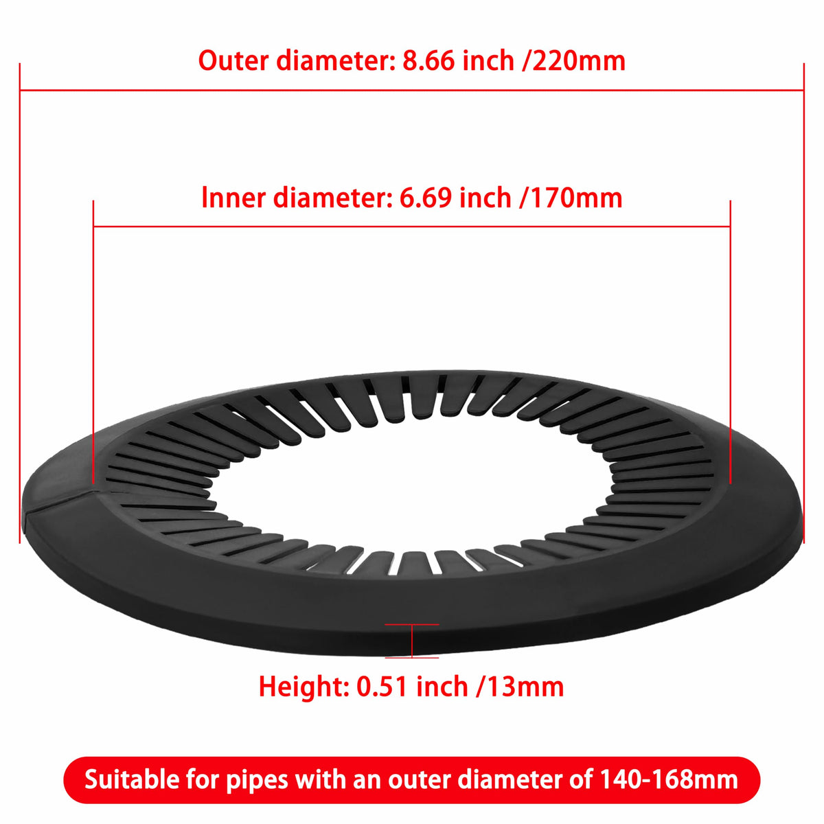 Flange Pipe Cover Decoration, Suitable for 5.51" to 6.61" O.D. Pipe, Snap-on Plumbing Cover Plates, Escutcheon Plate
