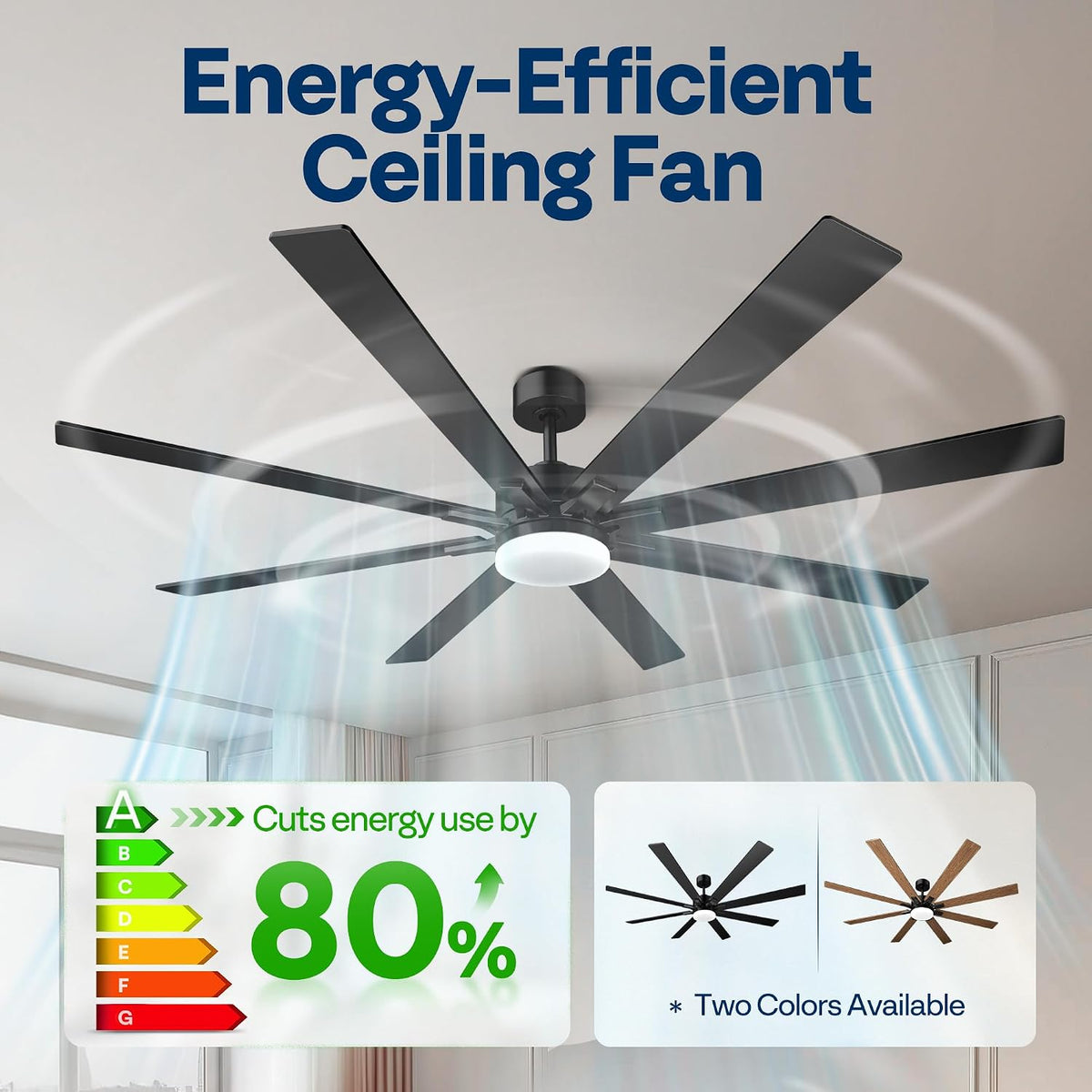 72" Indoor/Outdoor Flush Mount Ceiling Fan with Light & Remote
