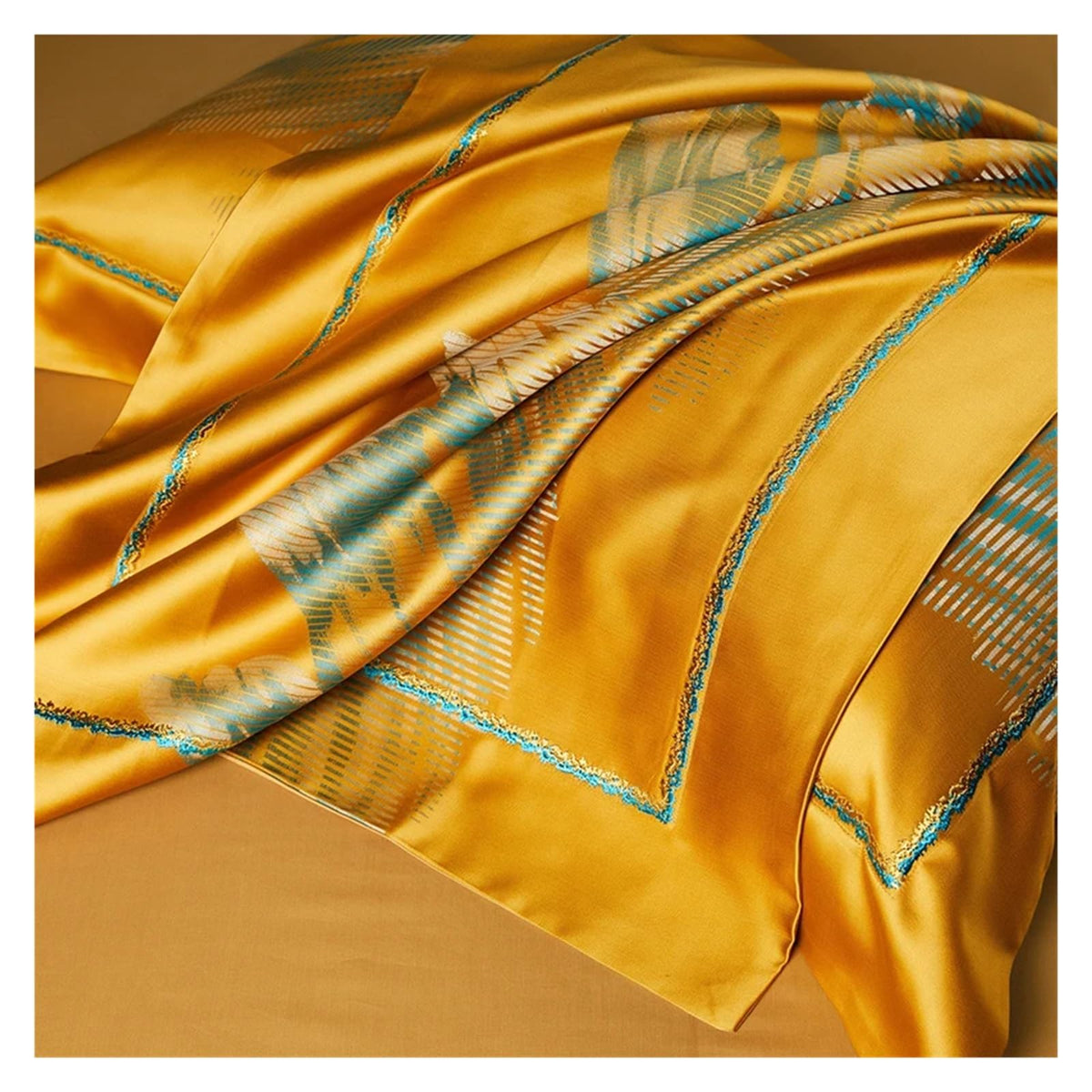 1200Tc Brocade Jacquard and Egyptian Cotton Luxury Bedding Set Smooth Soft Quilt Cover Set Flat/Fitted Bed Sheet