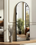 Arched Full Length Mirror, 56"x15" Standing Body Mirror for Wall, Black