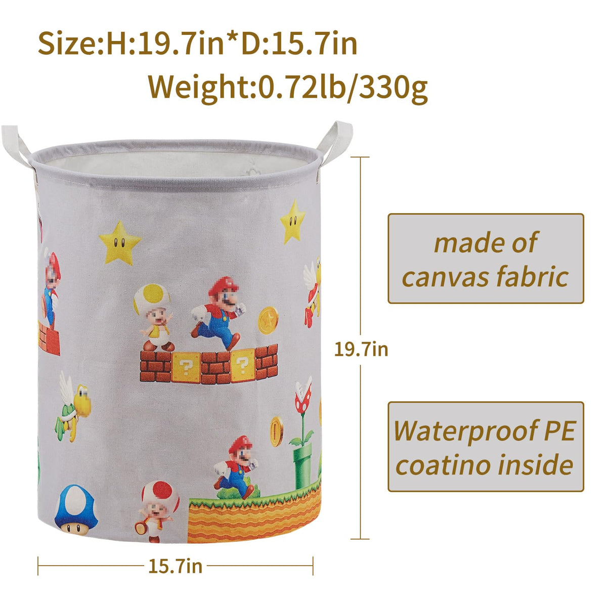 Super Storage Basket, Baby Laundry Large Hamper, Waterproof Nursery Bedroom Decor, Brothers Dirty Clothes Basket for