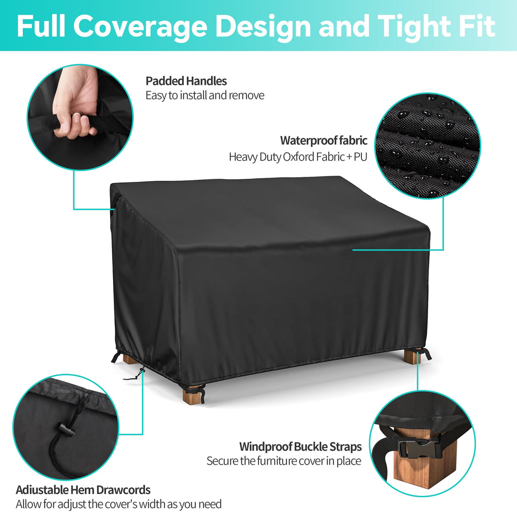 Waterproof 3-Seater Patio Sofa Furniture Covers 80x37x29.5 Inch