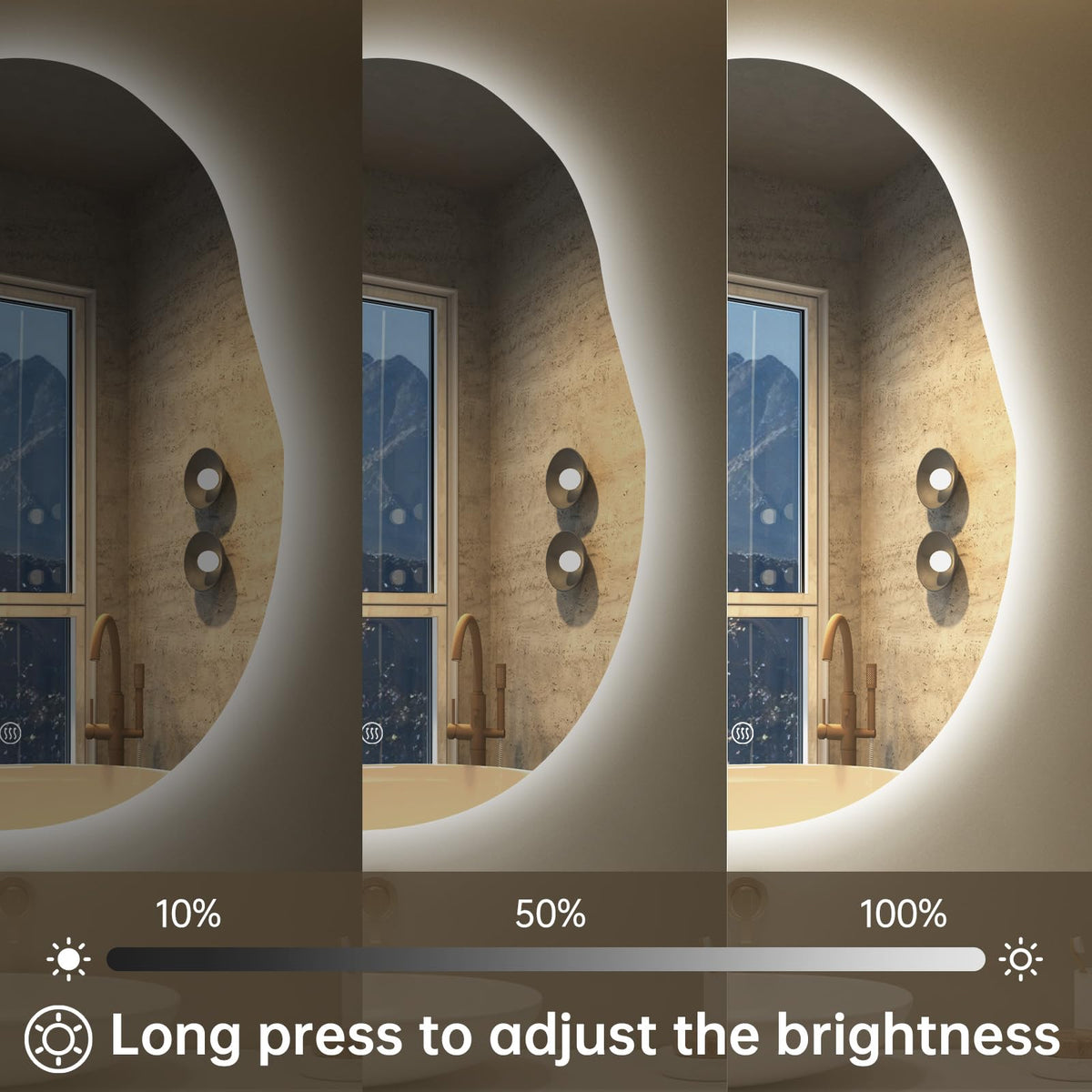 24x32 Irregular LED Bathroom Mirror with Lights,Asymmetrical Backlit Mirror