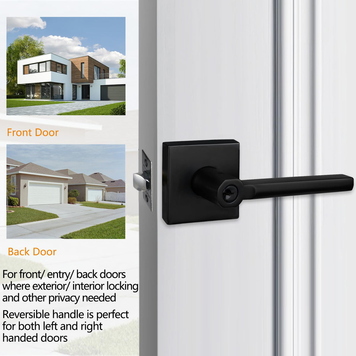 Keyed Entry Lever Lock in Matte Black for Exterior Door HD1601-DB-ET-1P