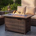 42in Propane Fire Pit 50, 000 BTU Gas Fire Pit Table Rectangle Gas, Outdoor 3-in-1 Fire Table, Yard, Balcony Rattan