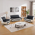 Living Room Furniture Set , Faux Leather Couch Sets, Modern Couch (3 Piece Set,Black&White)